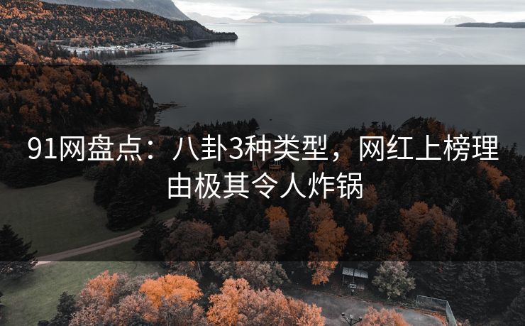 91网盘点：八卦3种类型，网红上榜理由极其令人炸锅