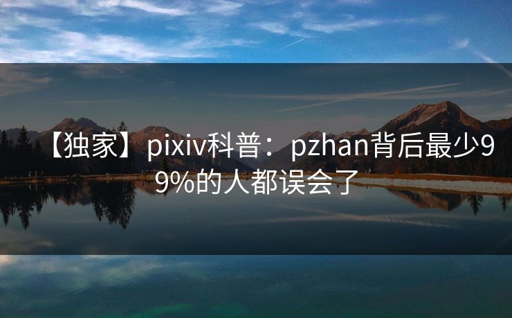 【独家】pixiv科普：pzhan背后最少99%的人都误会了