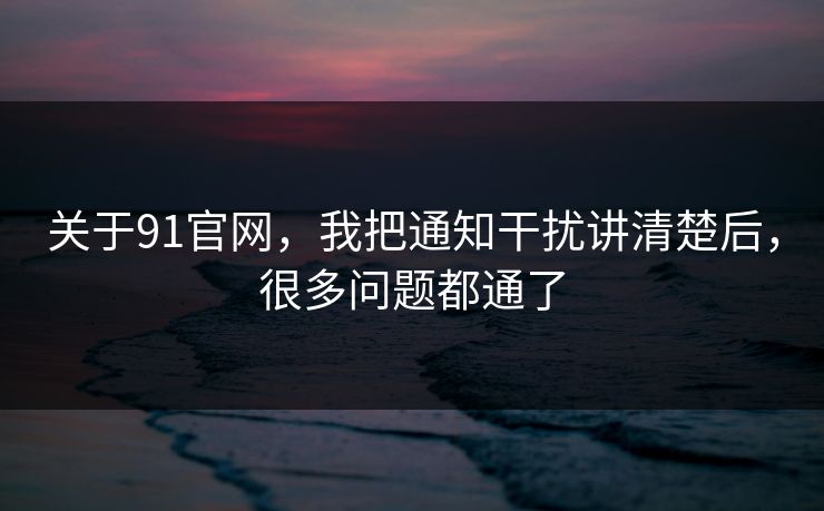 关于91官网，我把通知干扰讲清楚后，很多问题都通了